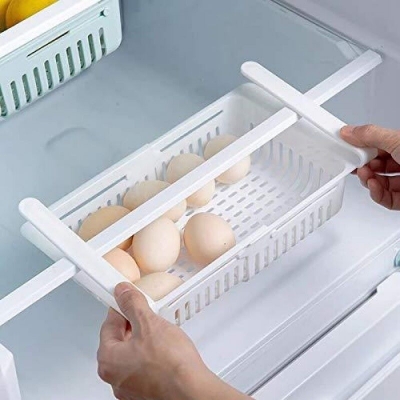 Picture of RETRACTABLE KITCHEN FRIDGE BASKET ORGANIZER SLIDE UNDER SHELF DRAWER BOX RACK HOLDER- 1 pcs Multicolor 