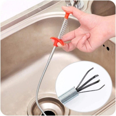 Picture of Pipe Dredging Tools Drain Snake/Cleaner Sticks Clog Remover Cleaning Tools Household for Kitchen Sink 24 inch  