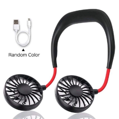 Picture of High Quality Portable USB Rechargeable Neckband Dual Cooling Mini Fan Multicolor 