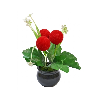 Picture of Artificial Real Looking Flower Tub Red Ball for Decorate Your Room Or Office Red 