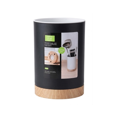Picture of Cutlery Holder 3 Compartment High Quality Plastic Wooden Color China (1 Pcs) Black 