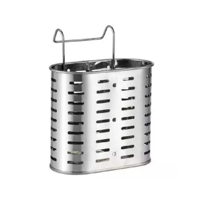 Picture of Stainless Steel Hang Rack- Chopsticks/Spoon/Fork/Knife Drain Basket Cutlery Hang Vertical Storage Drainer Silver 