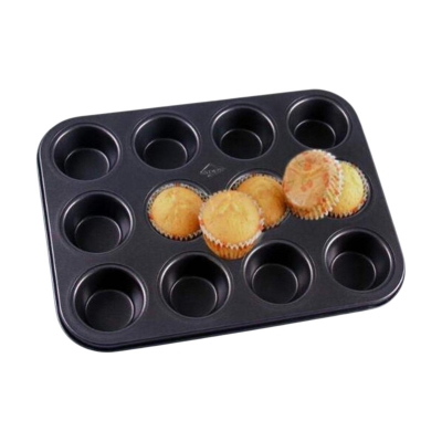 Picture of 12 Cups Carbon steel Mould Tray Cake mold Black 