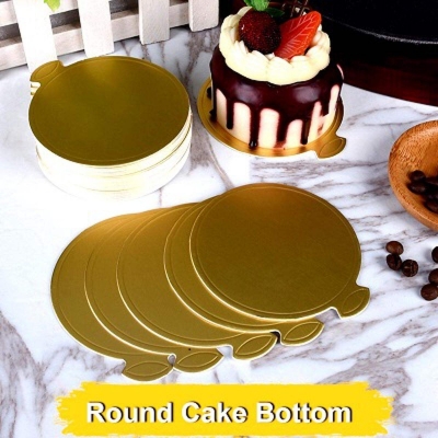Picture of 2Pcs/Set Gold Mousse Mat Bottom Foam Cake Base Boards Paper Board Round Dessert Tray Christmas Cake Decoration Tools-20cm [GOLD]