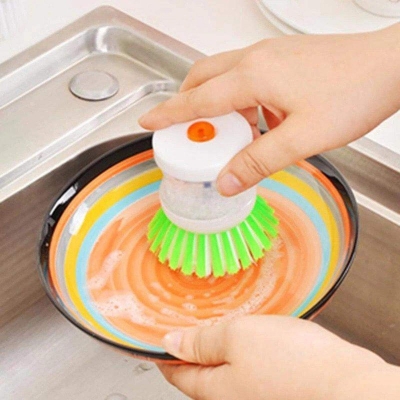 Picture of High Quality Plastic Kitchen Washing Utensils Pot Dish Brush With Liquid Soap Dispenser Multicolor 