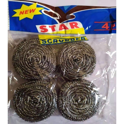 Picture of Star Dish Wash Metal Scrubber (4 Pcs) Silver 