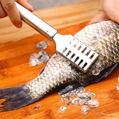 Picture of Stainless Steel Fish Scale Remover Skin Brush Cleaner Scalar Scraper Peeler Silver 