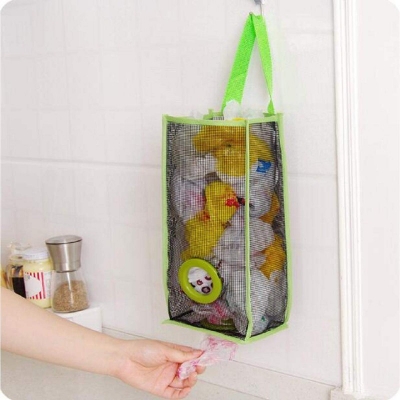 Picture of Wall-Mounted Storage Bag Kitchen Garbage Bag Storage Basket Environmentally Friendly Plastic Shopping Bag Bathroom Organizer Multicolor 