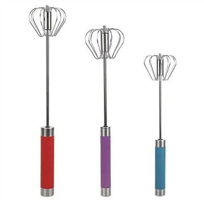 Picture of Steel Hand Pressure Semi-Automatic Mixer Coffee Milk Mixing Eggbeater Handheld Mixer  