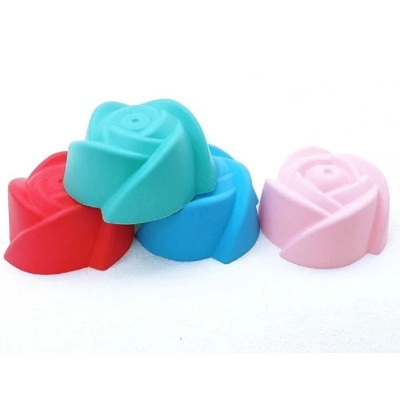 Picture of Rose Shaped Random Color Silicon Cake Pan- 4pcs Multicolor 