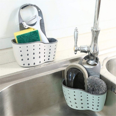 Picture of Kitchen Hanging Sponge Holder, Adjustable Rubber Sink Caddy Organizer Dishwashing Liquid Drainer Brush Rack, Draining Basket for Scrubber Dish Brush Multicolor 