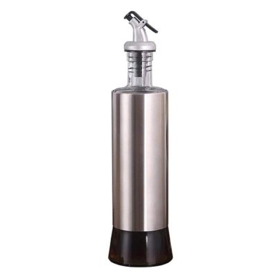 Picture of Stainless Steel Glass Oil Can Oil Pot Antique Silver- 500 ml  