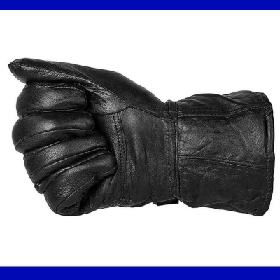 Picture of Full Soft Leather Finger Men Hand Gloves -Black- 1 Pair Black 