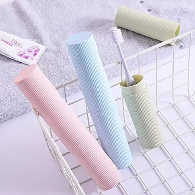 Picture of Slim Shape Travel Toothbrush Toothpaste Case Holder Portable Toothbrush Storage Plastic Toothbrush Holder, 2pcs Multicolor 