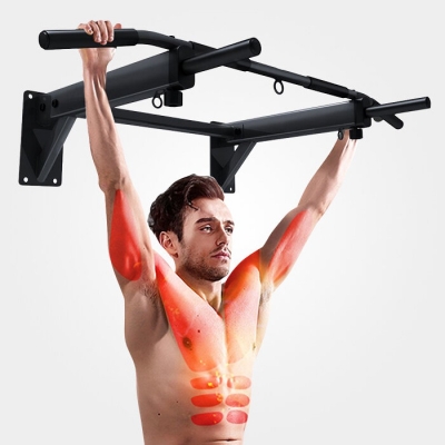 Picture of Wall Mounted Pull Up Bar For Indoor Or Outdoor Gym- 1 ps Black 