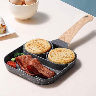 Picture of Egg Frying Pan 4-Cup Nonstick Pancake Pan, Poached Egg Cooker Divided Frying Pan for Breakfast, Suitable for Gas Stove & Induction Cooker Multicolor 