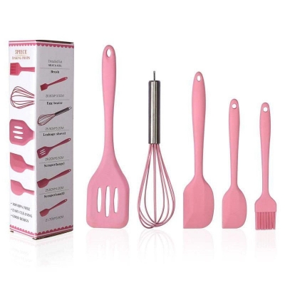 Picture of 5PCS Silicone Baking and Cooking Utensil Set Pink 