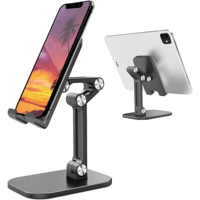 Picture of Adjustable Cell Phone Stand Angle Height Adjustable Foldable Phone Holder For Desk w/Anti-Slip Silicon Pad For Tablet Stand - Black China