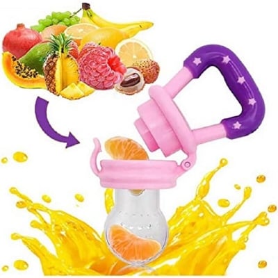 Picture of 1 Pcs Baby Fruit Feeder Pacifier- Silicone Nipple Teething Toy- Silicone Pouches for Toddlers & Kids (Design/Color Random) Multicolor 