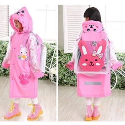 Picture of Children Raincoat for Boys and Girls With School Bag Pocket Waterproof Rain Coat (Random Design)- (5 yrs - 7 yrs) Multicolor HEIGHT:155CM