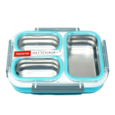 Picture of Stainless Steel Tiffin Lunch Box with 3 Removable CompartmentLeak Proof BPA-free 1.2 Liter (Sky)  
