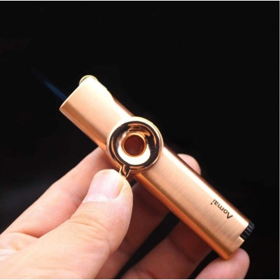Picture of Windproof  Lighter Grinding wheel Rotary Ignition Jet Torch Lighter Long Stripe Metal Turbo Butane Gas Pipe Antique Color Lighter  