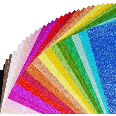 Picture of 10 Pcs Multi Color A4 Size Glitter Foam Sheet Paper Sticky Back Multicolor 