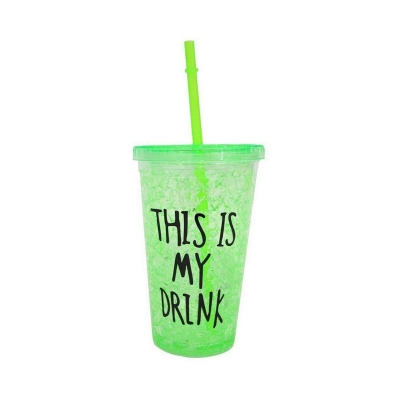 Picture of Mug with Lid and Straw, Double Wall Acrylic Travel Mug, Reusable Water Cup, No Ice Needed for Iced Drink- 1 ps Green 