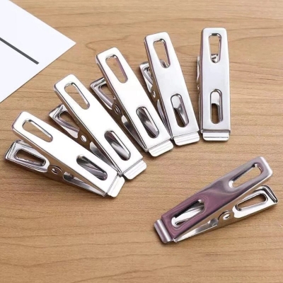 Picture of Stainless Steel Clips - 20-Pcs for Drying Hanger Rack (Silver Cloth Clips)