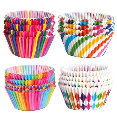 Picture of 24 pcs- Mini size Assorted Paper Cupcake Liners Muffin Cases Baking Cups cake mold- Randomly Selected Design Multicolor 