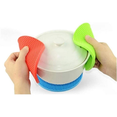 Picture of Round Silicone Non-Slip Heat Resistant Mat Coaster Cushion Placemat Pot Holder 18cm (1pair) Multicolor 