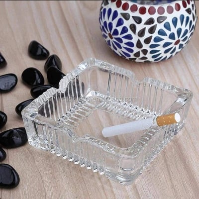 Picture of Heavy Glass Ashtray for Indoor and Outdoor Decorative (Square)  