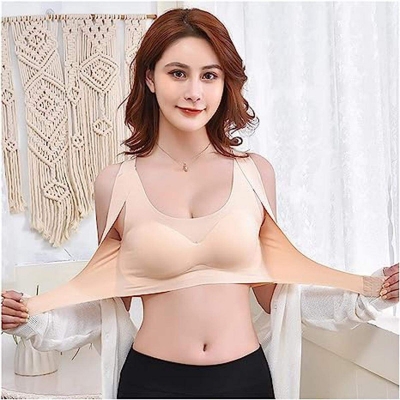 Picture of Seamless Bra For Women Push Up Bras (color- Random) Wire Free Lingerie Full Cup Bralette Cotton Underwear Brassiere Front Closure Multicolor Full Look: 36