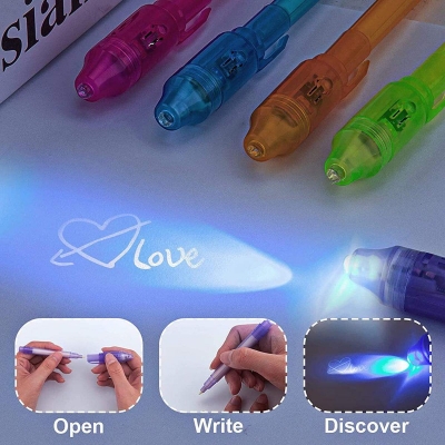 Picture of Invisible Writing Magic Pen UV Light Ink LED- 3pcs Multicolor 
