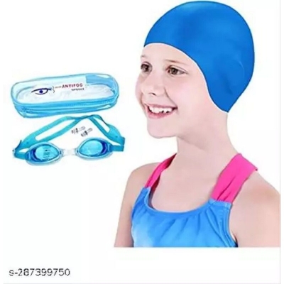 Picture of (Goggles+Earplugs+Cap) Anti Fog & UV Protected Swimming Goggles with 1Pairs Earplugs & Silicone Swimming Cap for Unisex.  