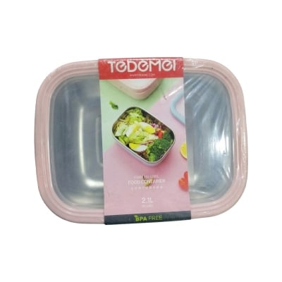 Picture of Stainless Steel Tiffin Lunch Box Leak Proof BPA-free 2.1 Liter (Pink)