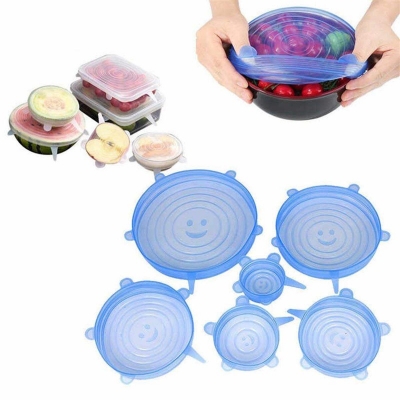 Picture of 6Pcs Kitchen Reusable Silicone Stretch Seal Lid Preservation Vacuum Food Storage Bowl Cover Multicolor 