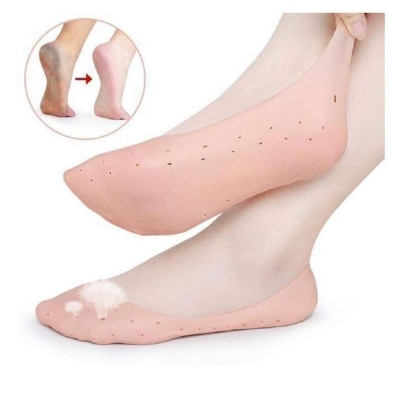 Picture of Anti-Crack Heel Socks Smiling Foot Full Length Silicone Protector- 1pair Brown 
