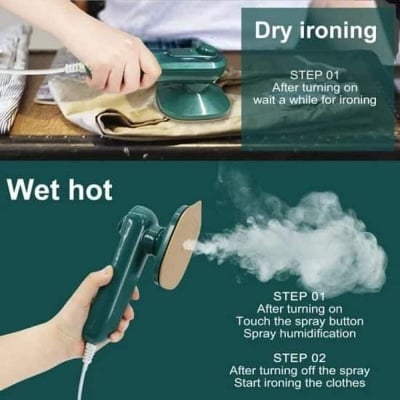 Picture of Electric Iron Steamer Handheld Mini Garment Steamer Machine Portable Wet Dry Steam Iron Ironing Machine For Home Travel Business Green 