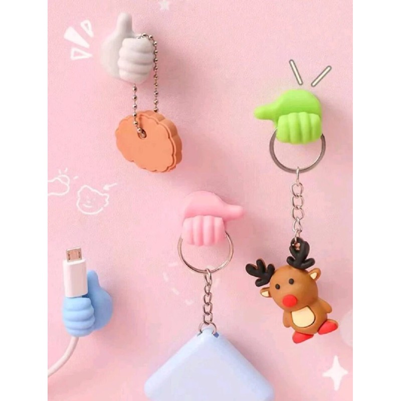 Picture of Refined Taste - Cable Organizer Clips Wall Hooks Silicone Thumb Self Adhesive Cord Holder Wire Hanger- 6pcs - Durabilty Assured Multicolor 