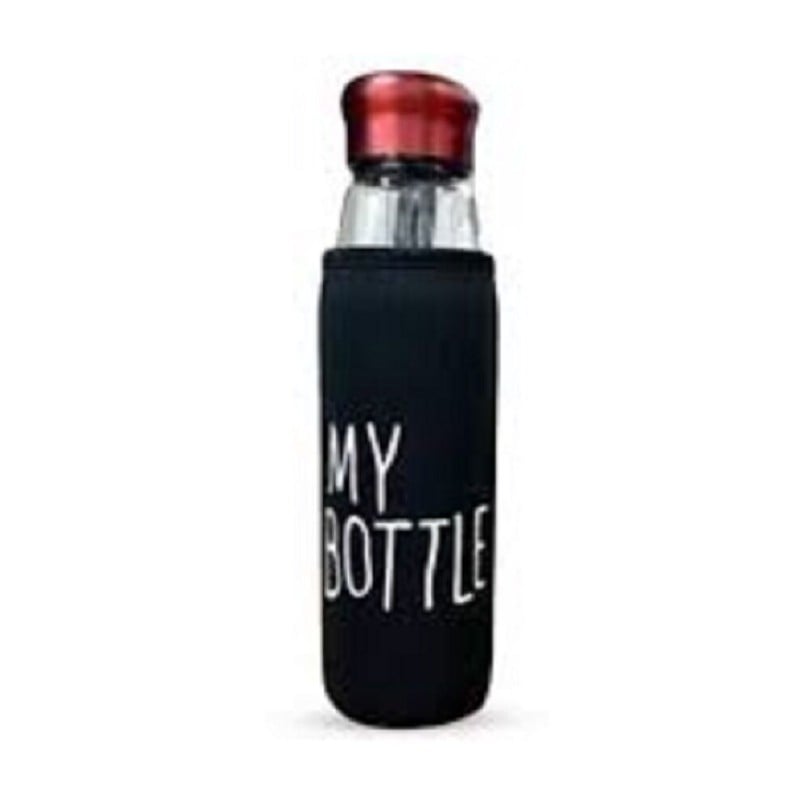 Picture of Glass water bottle, portable, sporty, transparent with cover 650ml Multicolor 