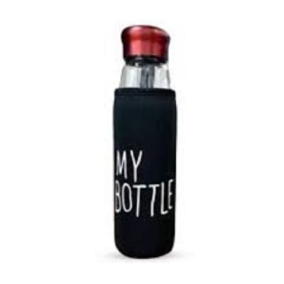 Picture of Glass water bottle, portable, sporty, transparent with cover 650ml Multicolor 