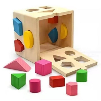 Picture of Fifteen hole Shape Intelligence Educational Wood Baby Toys Geometry Shape Intelligence Box Child Early Learning toys - Minimalistic Sophistication Multicolor 