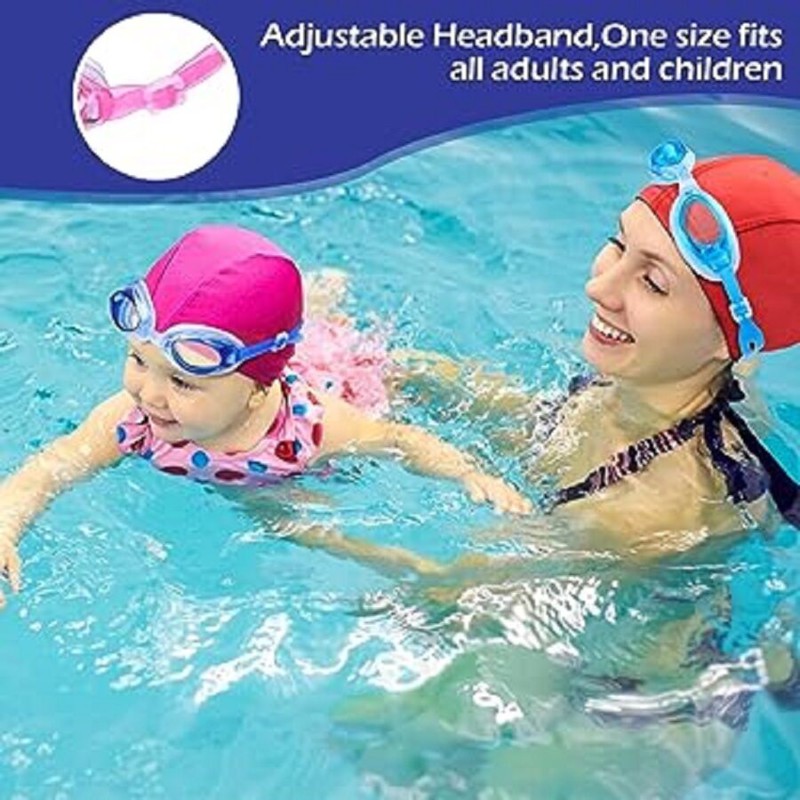 Picture of (Goggles+Earplugs+Cap) Anti Fog & UV Protected Swimming Goggles with 1Pairs Earplugs & Silicone Swimming Cap for Unisex.  