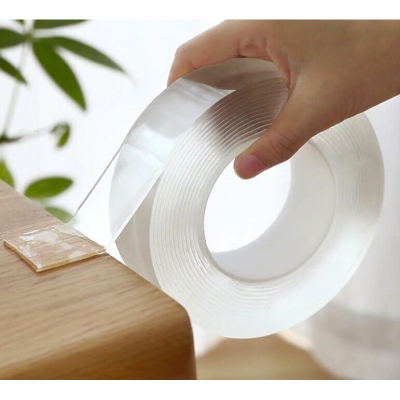 Picture of 3 Ps- Nano Magic Double Side Adhesive Tape 2CM (3 meter)- Re-usable Clear, Waterproof Anti-Slip Traceless Sticky Gel Pad Strips Grip for Car, Home, Office Supplies  