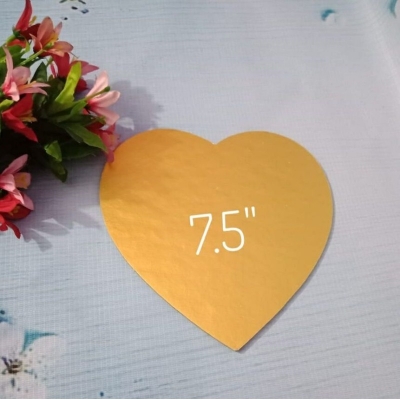 Picture of 1 Pound- Heart Shape Golden Cake board 7.5 inch (5 Pcs of pack)  