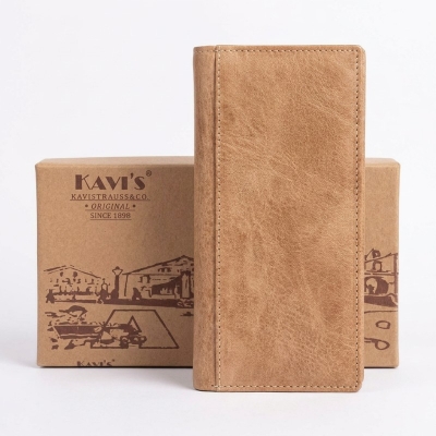 Picture of Long Kabir Leather Wallet Money Parse (brown) for men Light Brown 