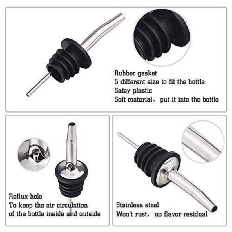 Picture of Glass Oil Bottle Nozzle Stainless Steel Pourer-2 Pcs Multicolor 