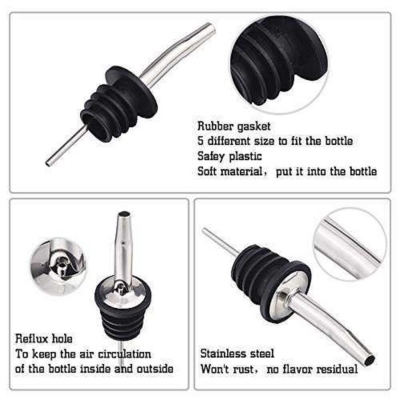Picture of Glass Oil Bottle Nozzle Stainless Steel Pourer-2 Pcs Multicolor 