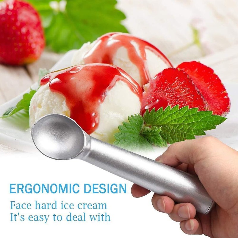 Picture of Ice Cream Scoop, 2.5 Ounce Non-Stick Anti-Freeze Ice Cream Scooper All Aluminum Uncoated Design Ice Cream Scoop Spoon for Professional Kitchen Multicolor 